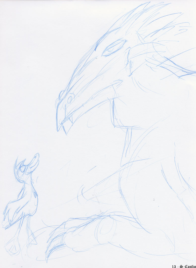 dragon vs. duck sketch