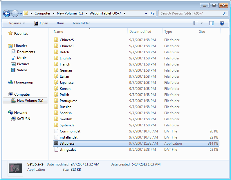 Extracted Wacom Driver files