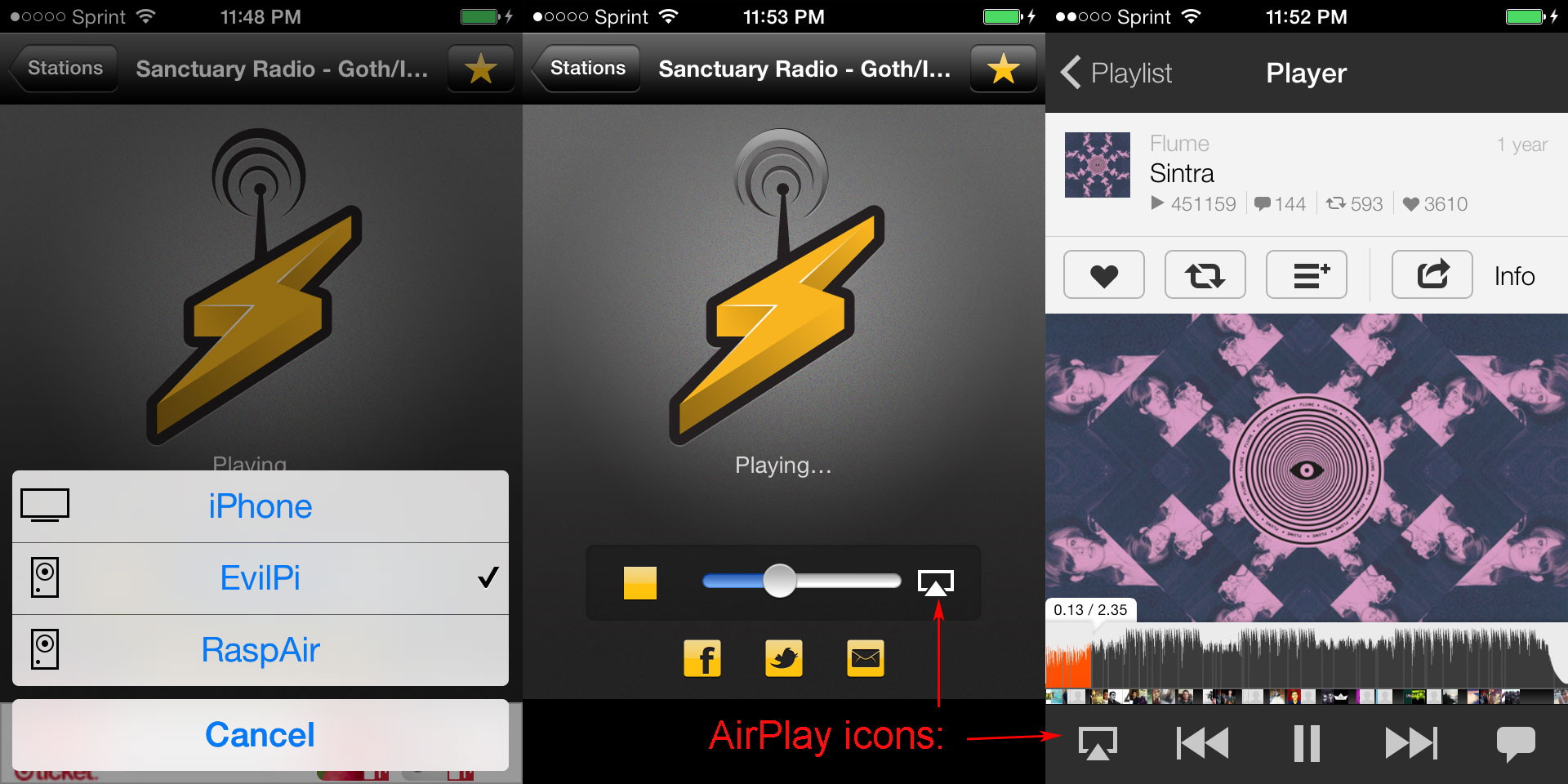 AirPlay icon location on IOS7