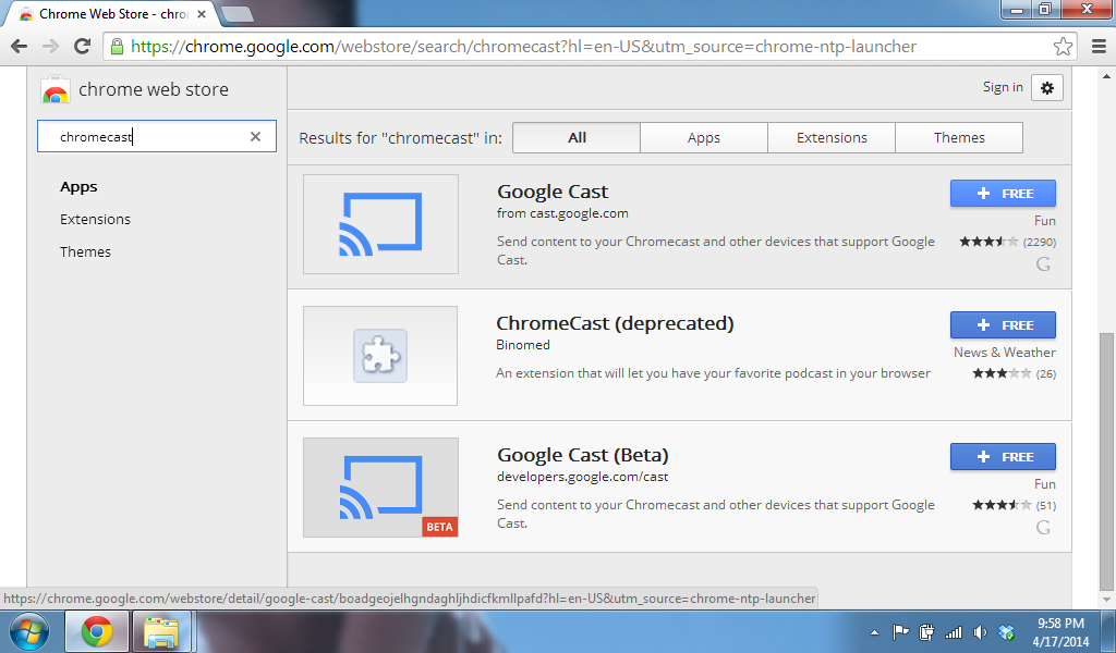 ChromeCast Installation into Google Chrome.