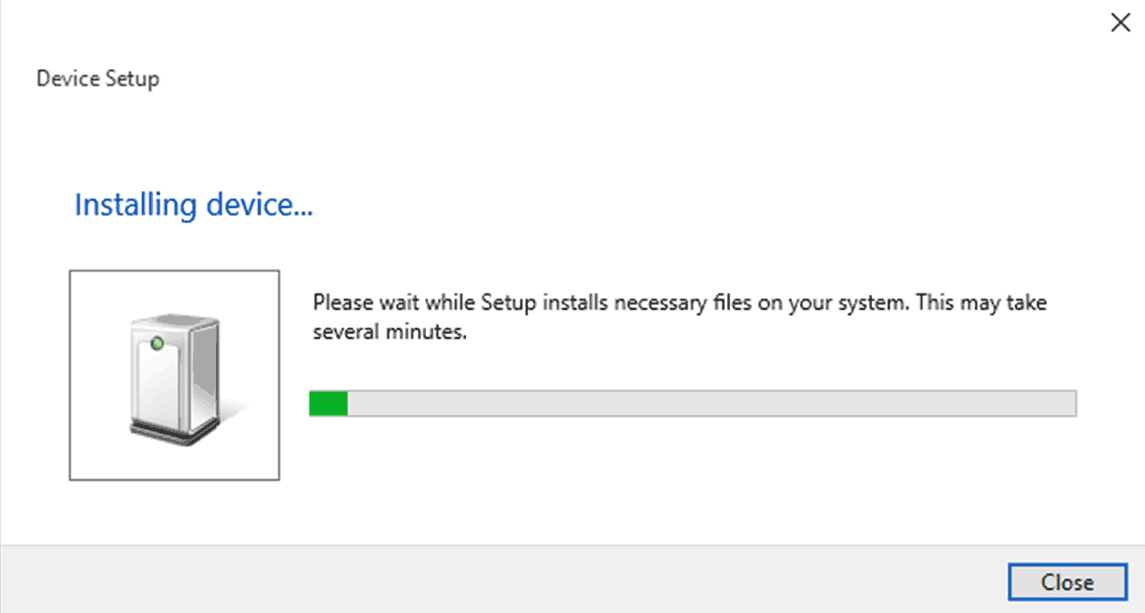 Windows 10 Installing device.