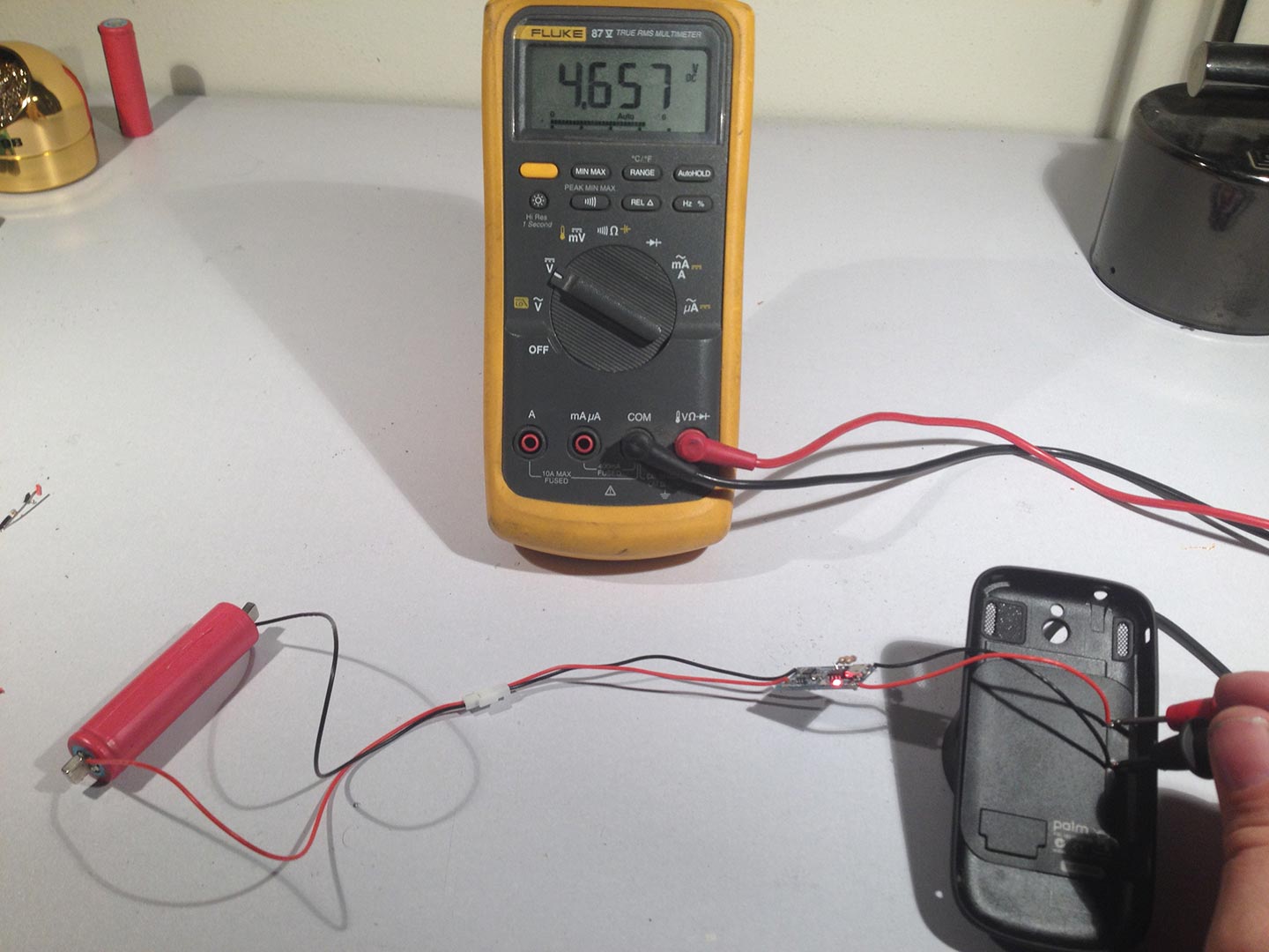 Voltage check of lithium charging circuit.