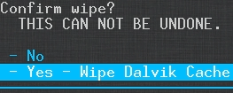 CWM - Ouya Cyanogen Mod - Confirm Dalvik Cache Wipe.