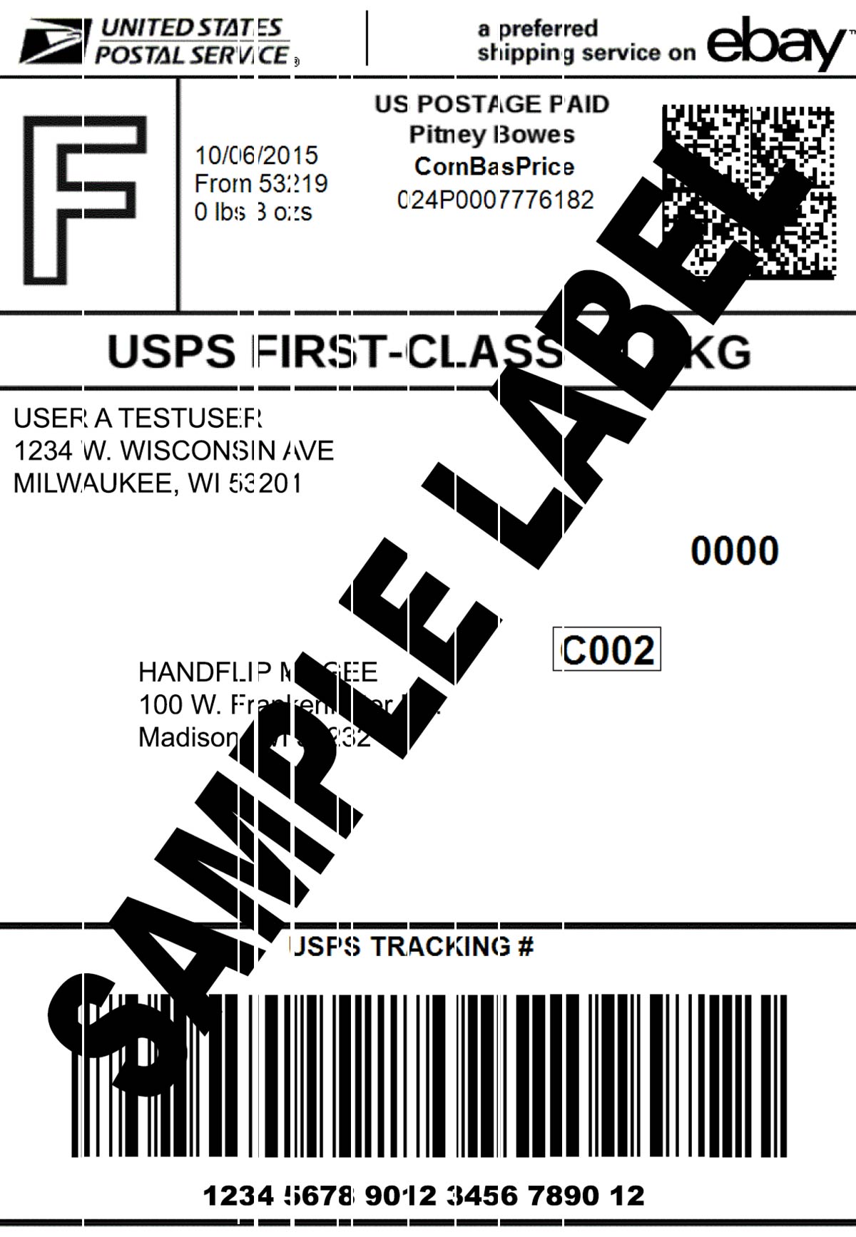 Thermal Printer Test - Shipping Label - Small Vertical Lines.