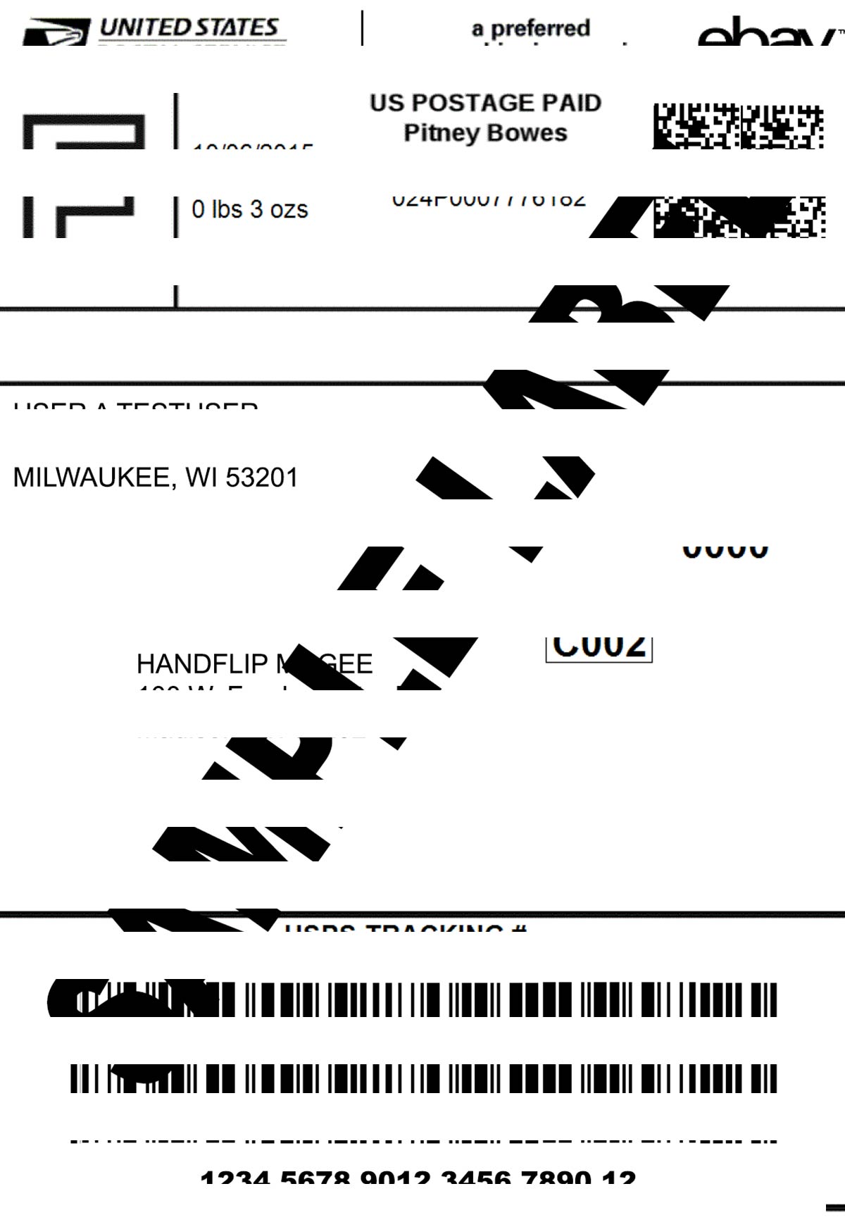 Thermal Printer Test - Shipping Label - Repetitive Horizonal Lines.