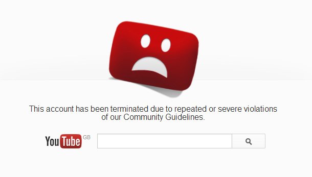 YouTube account terminated