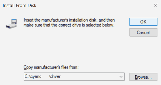 Windows 10 x64 - select the folder for ADB bridge driver for Ouya.