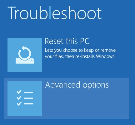 Windows 10 - Advanced - Choose Advanced Options.