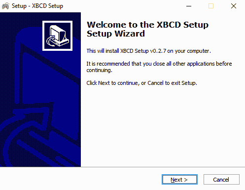 XBCD Setup Screen