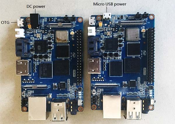 Banana Pi M3 - DC Power Jack versus Micro-USB.