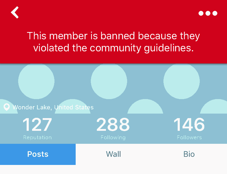 User Ban message on furry Amino