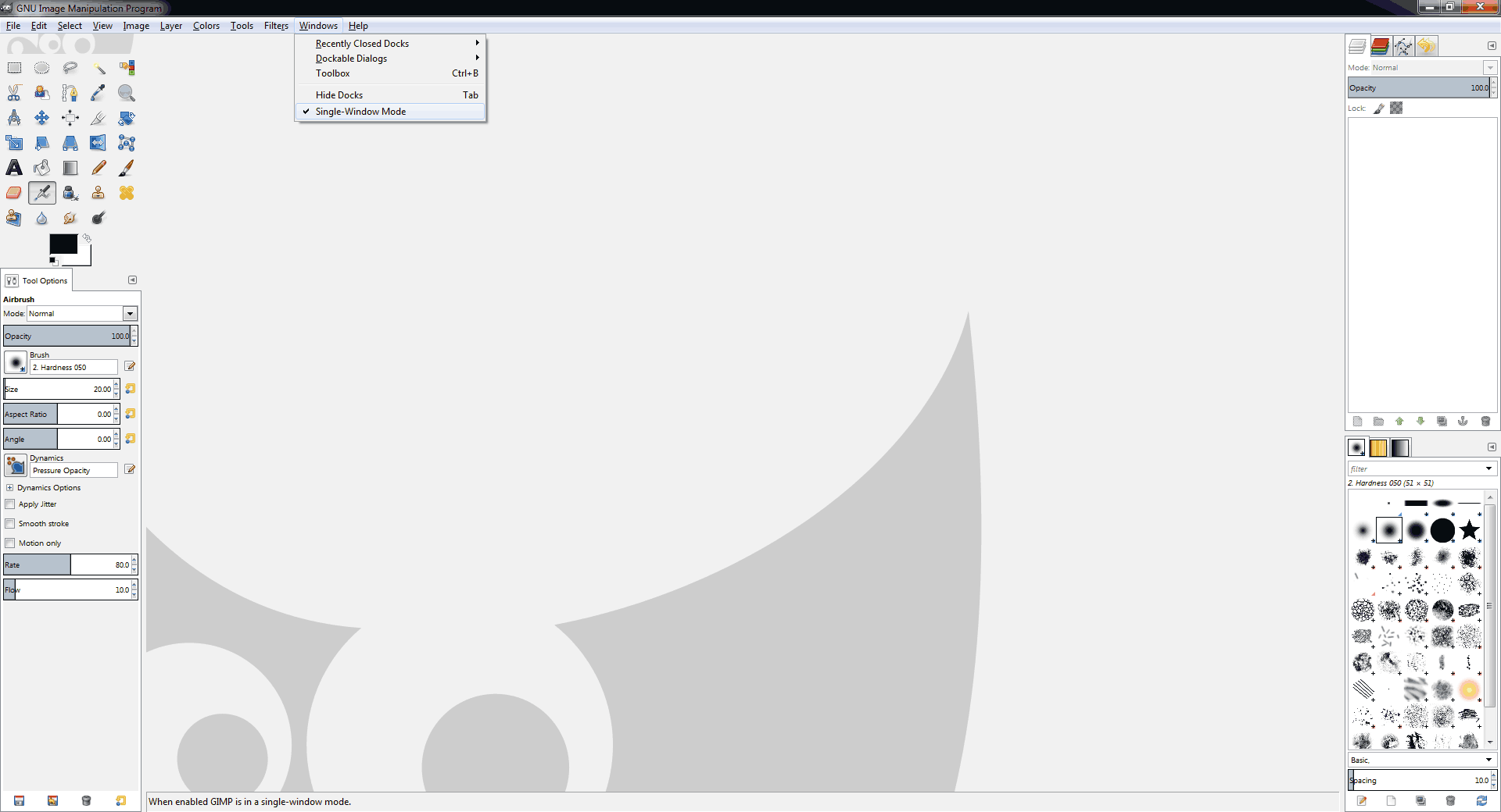 GIMP make everything into single window.