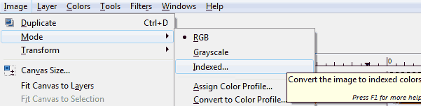 GIMP - Selecting index color for monochrome.