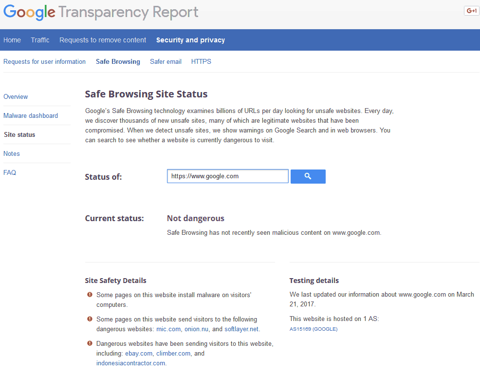 Google Failing transparancy report.