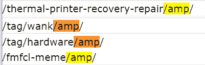 404 errors for amp crawling.