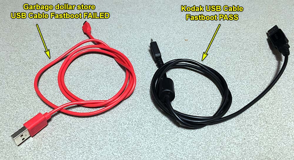 Garbage USB Cable versus good USB cable.