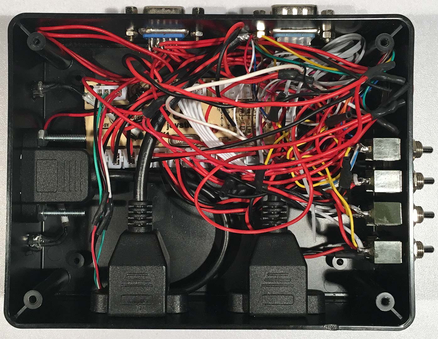 Terrible wiring job of my joystick encoder board.