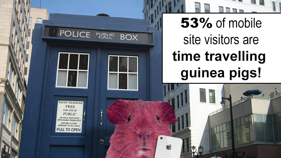 53 percent of mobile site visitors are time travelling guinea pigs!