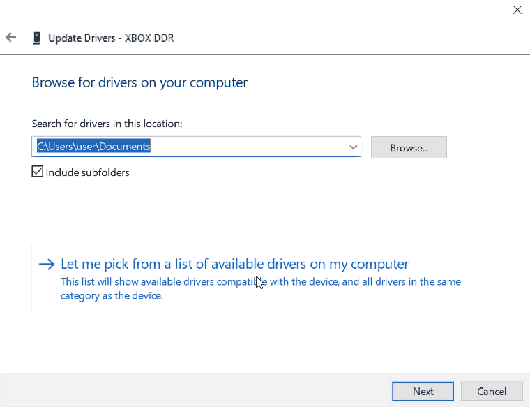 Device Manager - Let me pick the driver - tigergame / mayflash.