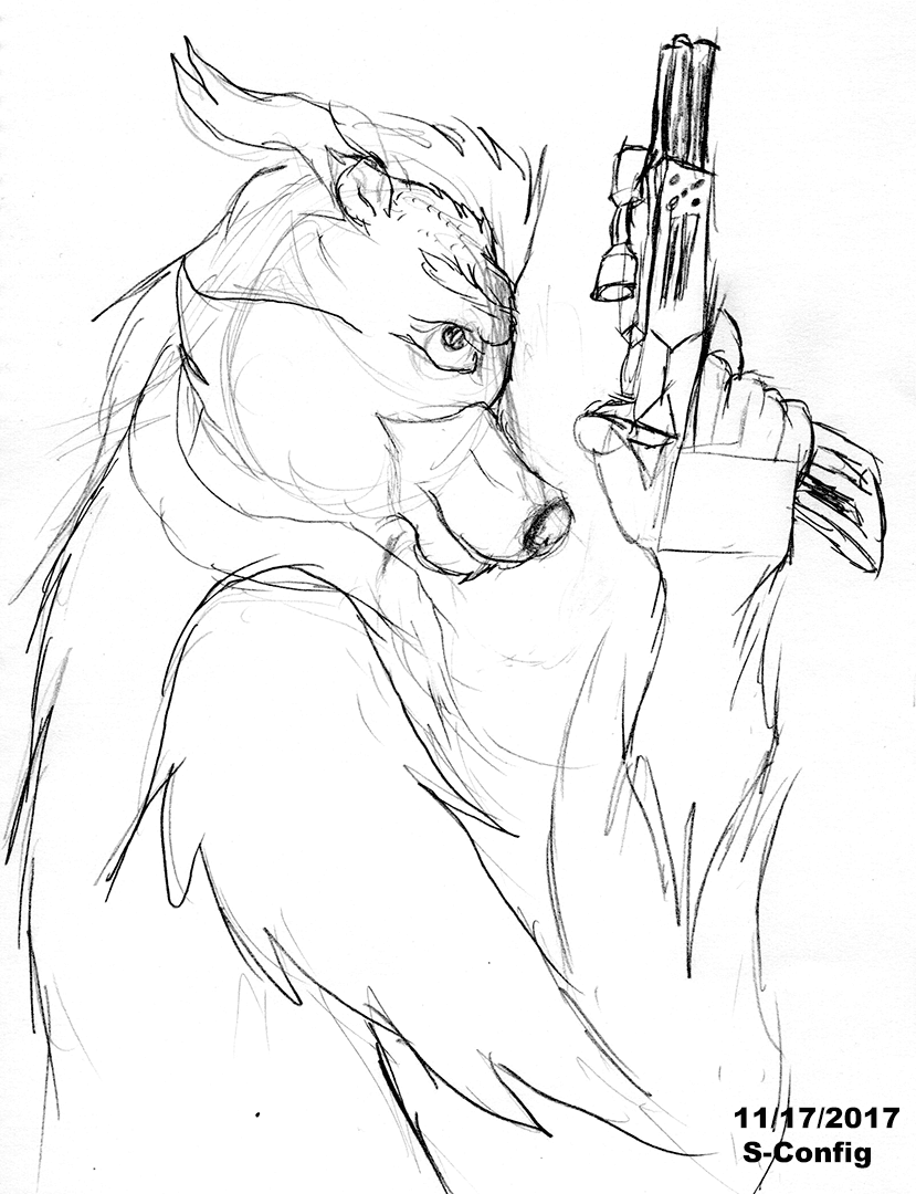 bintu with gun sketch