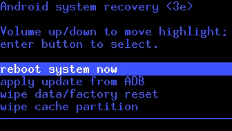 Android system recovery - Reboot system now