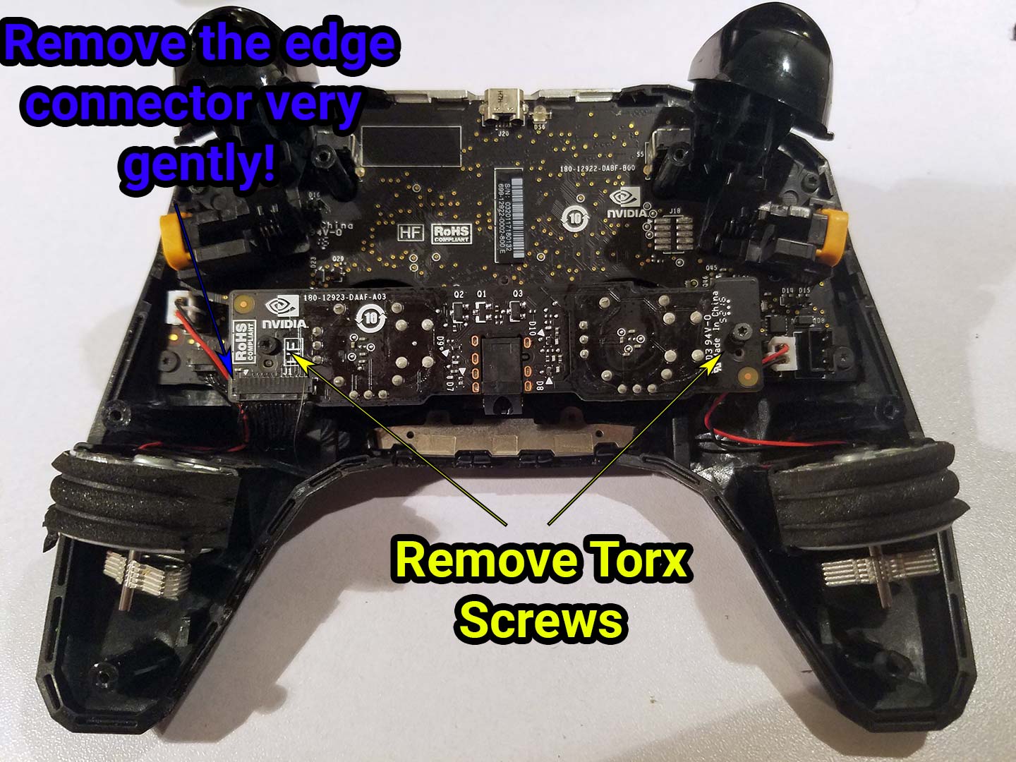 remove edge connector and torx screws.
