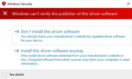Windows Securiy Warning.