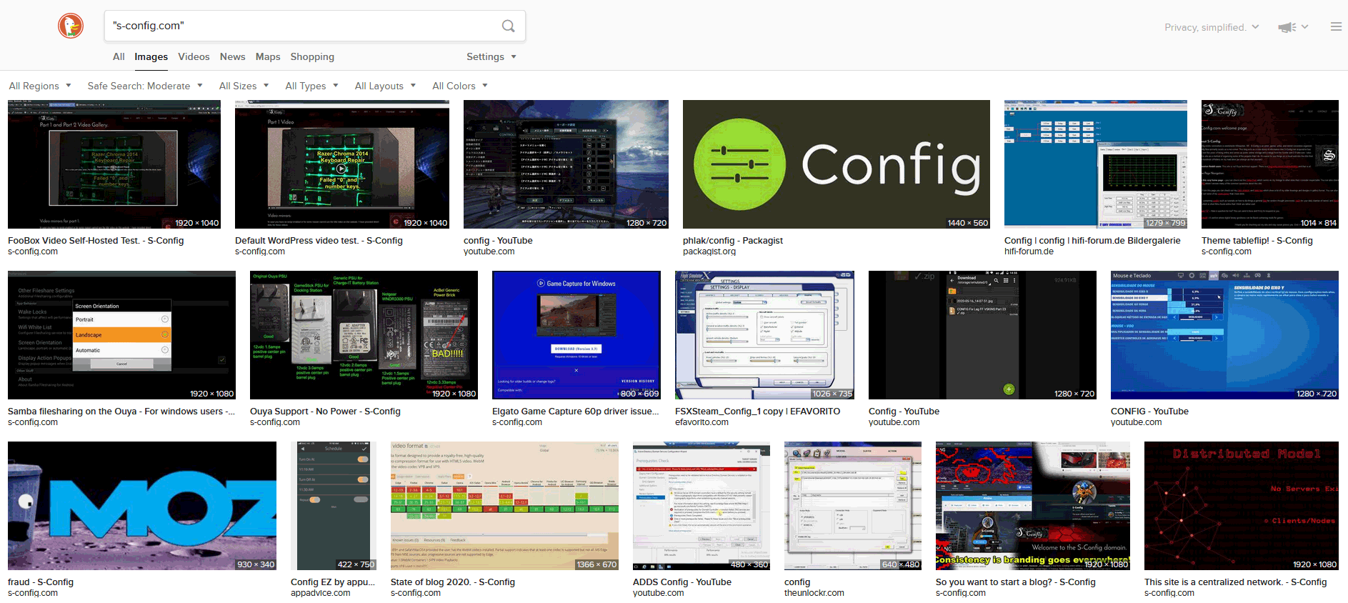 S-Config.com - DuckDuckGo's imaging results.