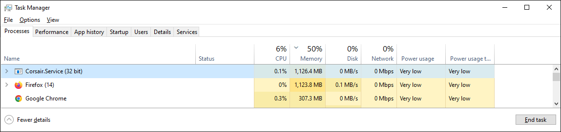 Task Manager - Corsair Service Explosion.